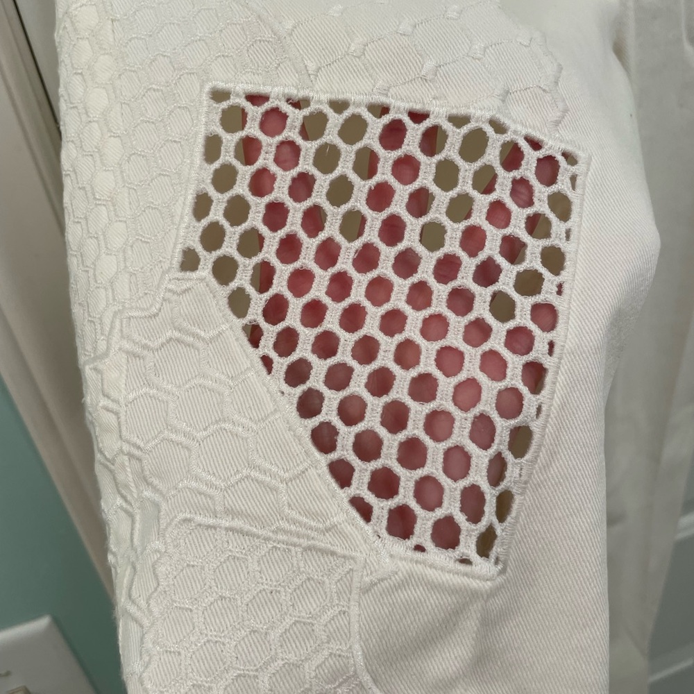 Stella McCartney EUC Sz 27 Embroidered Light Cream Jeans/Pants. - Picture 8 of 14